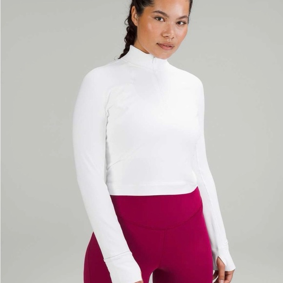 lululemon athletica Tops - Lululemon Its Rulu Run Cropped Half Zip White Size 4